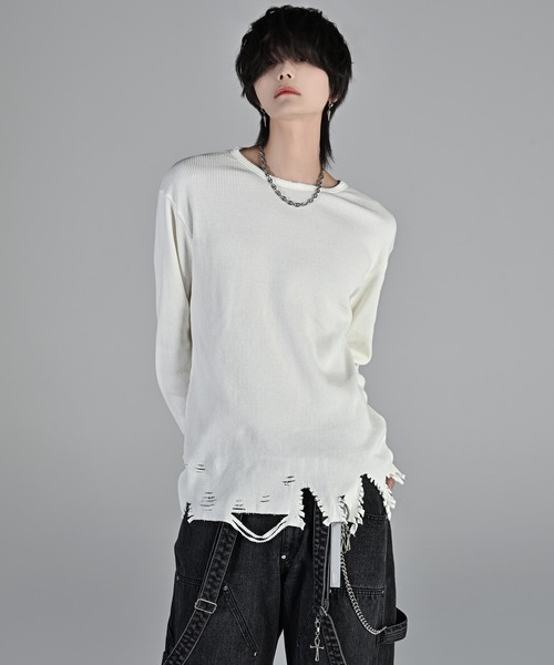 ADRER（アドラー） tシャツ waffle damage long-T / ワッフルダメージ