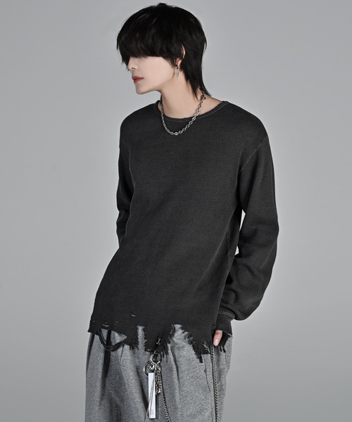 大分三好ヴァイセアドラーウォームアップTシャツ ADRER（アドラー） tシャツ waffle damage long-T / ワッフルダメージ