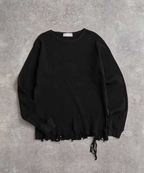 ADRER（アドラー） tシャツ waffle damage long-T / ワッフルダメージ
