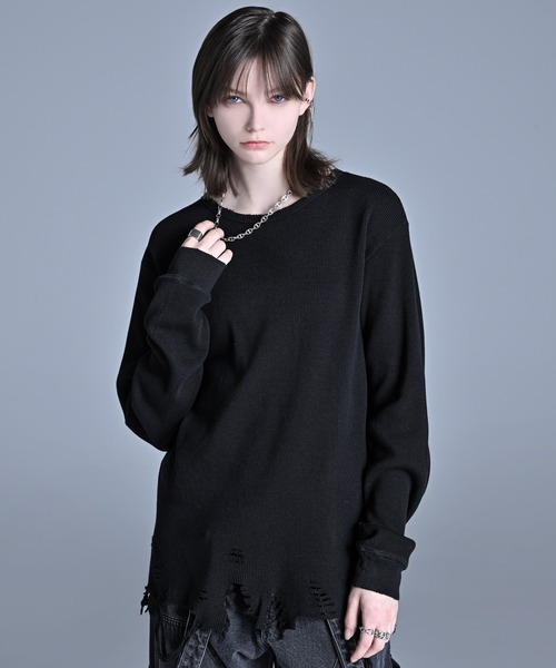 ADRER（アドラー） tシャツ waffle damage long-T / ワッフルダメージ