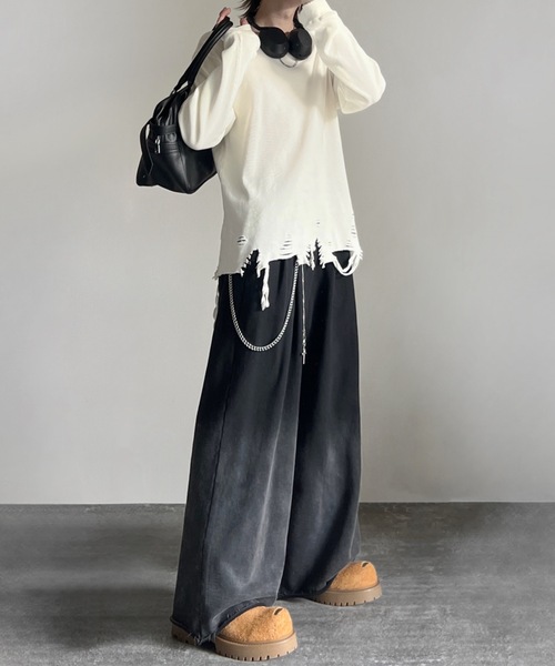 ADRER（アドラー） tシャツ waffle damage long-T / ワッフルダメージ