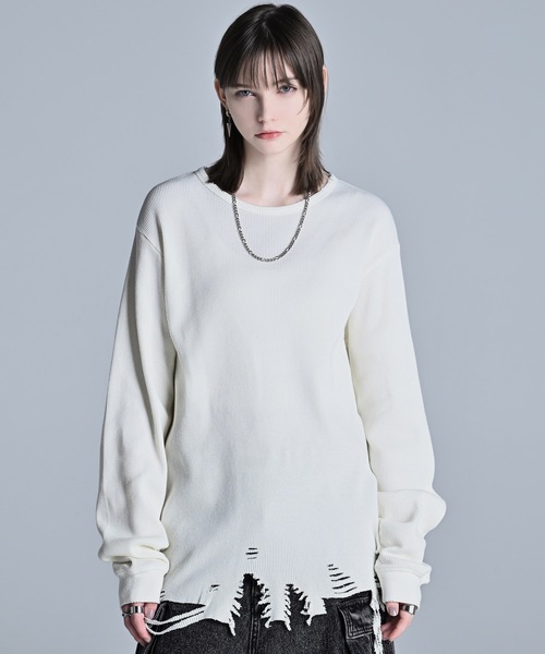 ADRER（アドラー） tシャツ waffle damage long-T / ワッフルダメージ