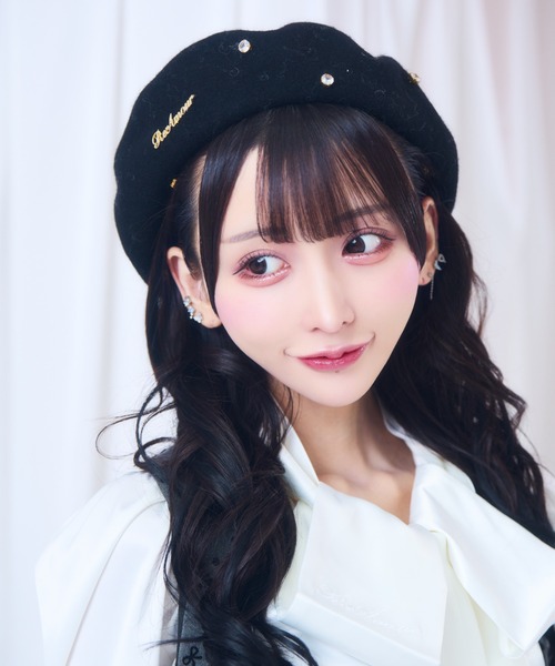 ReAmour 帽子 ベレー帽 ビジューリボンベレー レディース : ZOZOTOWN