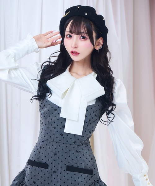 ReAmour 帽子 ベレー帽 ビジューリボンベレー レディース : ZOZOTOWN