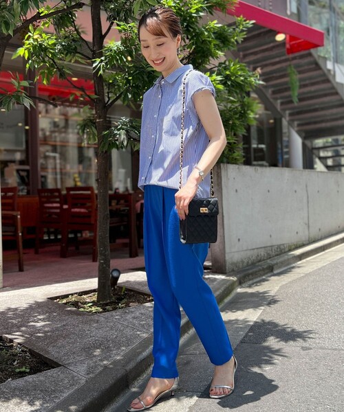 「NOLLEY'S」 イージーパンツ 36 ネイビー レディース_画像6