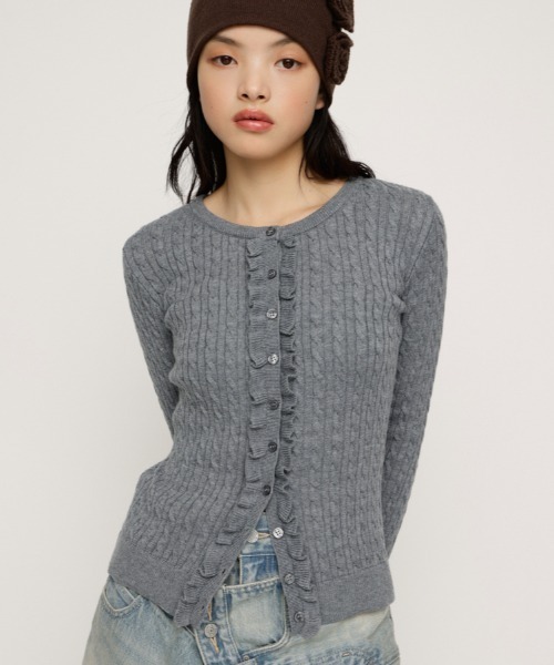 SLY（スライ） ニット セーター FRONT FRILL KNIT TOPS フロントフリル
