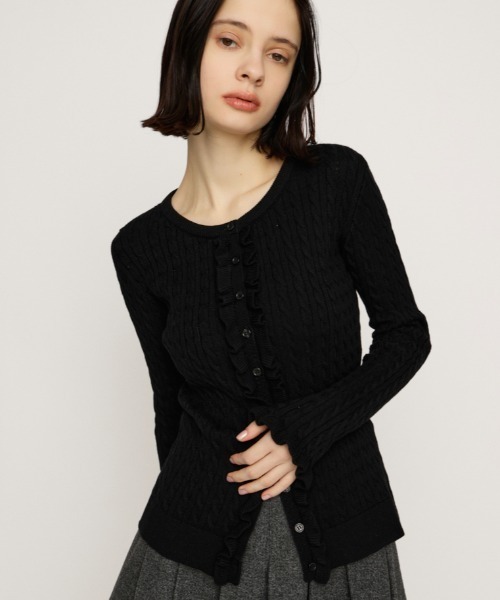 SLY（スライ） ニット セーター FRONT FRILL KNIT TOPS フロントフリル