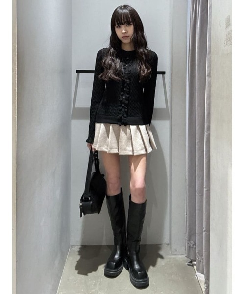SLY（スライ） ニット セーター FRONT FRILL KNIT TOPS フロントフリル