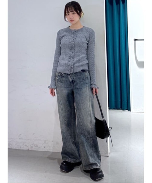 SLY（スライ） ニット セーター FRONT FRILL KNIT TOPS フロントフリル