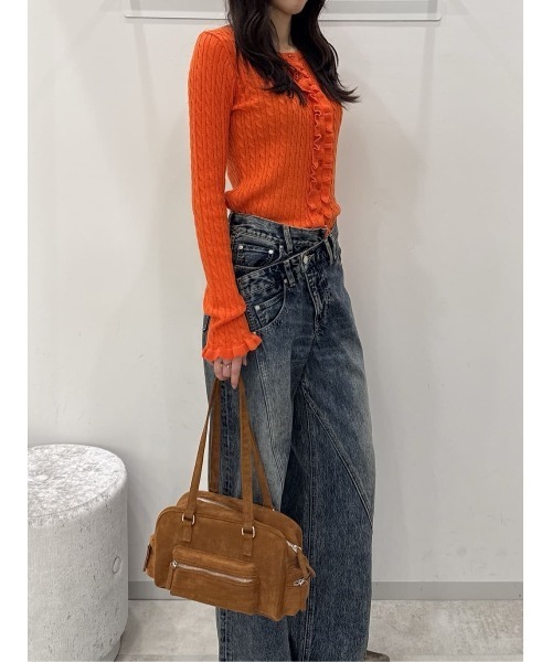 SLY（スライ） ニット セーター FRONT FRILL KNIT TOPS フロントフリル