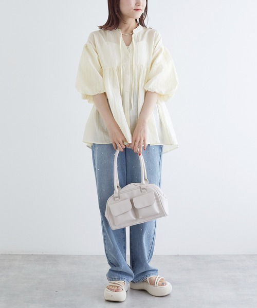 「w closet」 半袖ブラウス FREE ブラック レディース_画像9