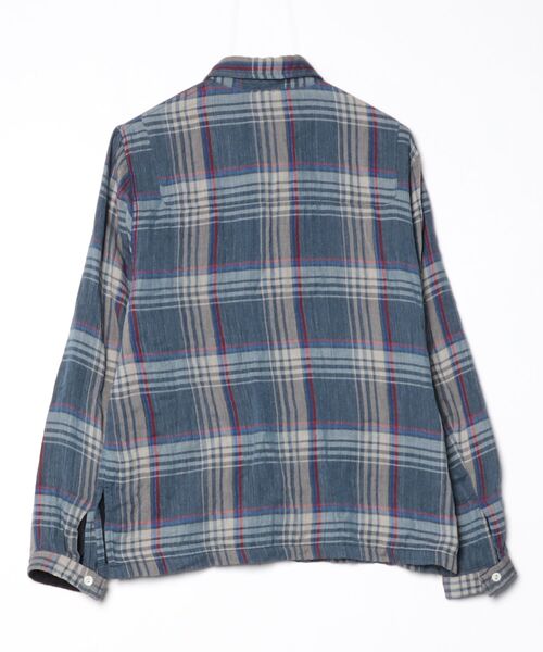 「MARINE UNIFORM」 チェック柄長袖シャツ L ブルー メンズ_画像2