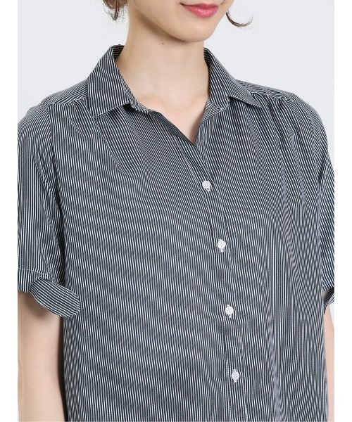 「m.f.editorial」 半袖シャツ MEDIUM ネイビー レディース_画像6