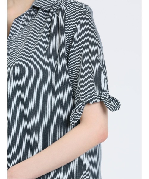 「m.f.editorial」 半袖シャツ MEDIUM ネイビー レディース_画像7