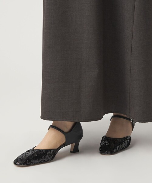 ODETTE E ODILE ウェーブラインバックベルト パンプス　ブラック ODETTE E ODILE（オデット エ オディール） パンプス スクエア