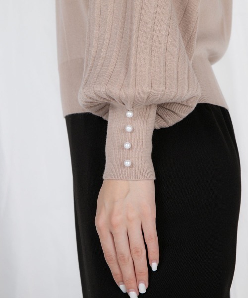 「QUEENS COURT」 長袖ニット M ベージュ レディース_画像6