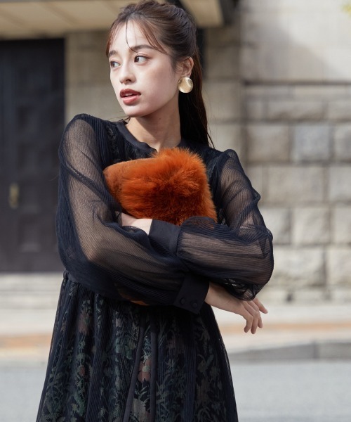 「Callarus」 長袖ワンピース 4L グリーン レディース_画像4