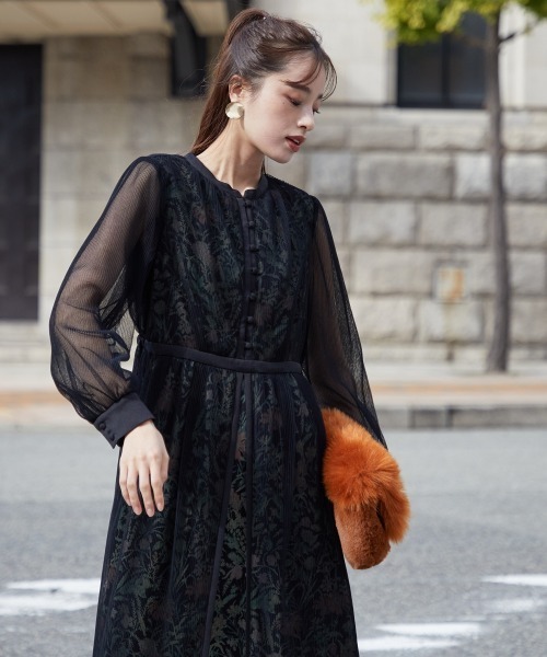 「Callarus」 長袖ワンピース 4L グリーン レディース_画像6