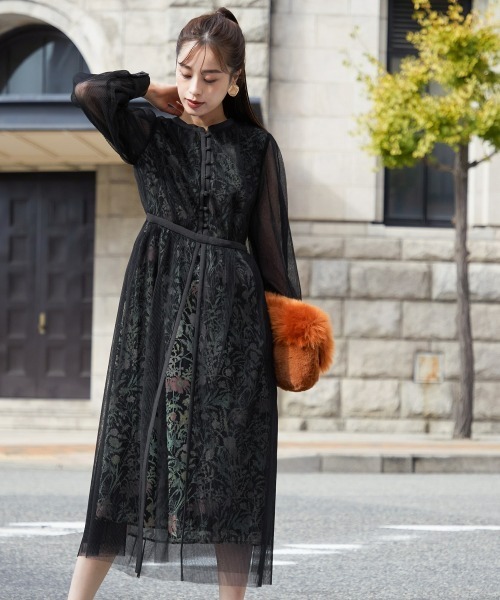 「Callarus」 長袖ワンピース 4L グリーン レディース_画像7