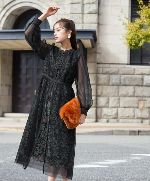 「Callarus」 長袖ワンピース 4L グリーン レディース_画像8