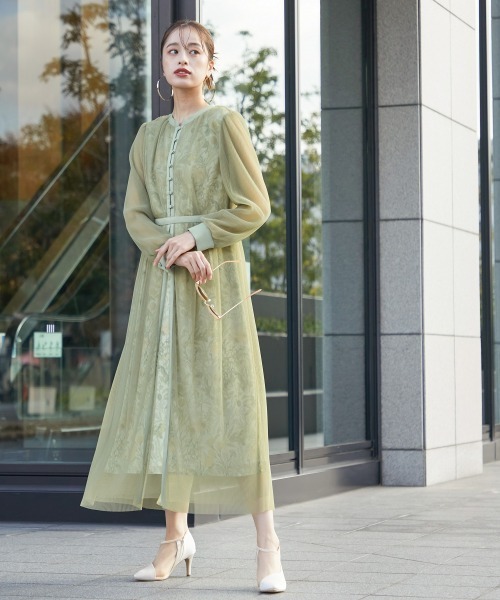 「Callarus」 長袖ワンピース 4L グリーン レディース_画像9