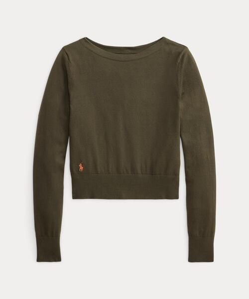 ローレンラルフローレン ニット セーター 長袖 ボートネック 総柄 XS 茶 POLO RALPH LAUREN（ポロ・ラルフローレン） ラルフローレン ニット