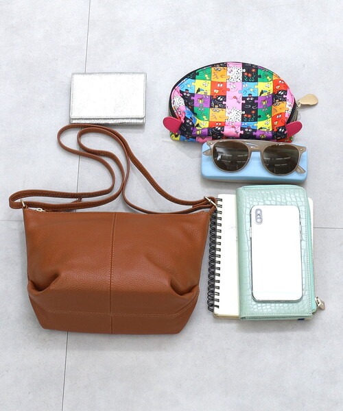 ❤新品❤【COOCO】シュリンクレザー ショルダーバッグ 牛革 レザー 斜めがけ COOCO】シュリンクレザー横長ミニバッグ ショルダー ポシェット 革