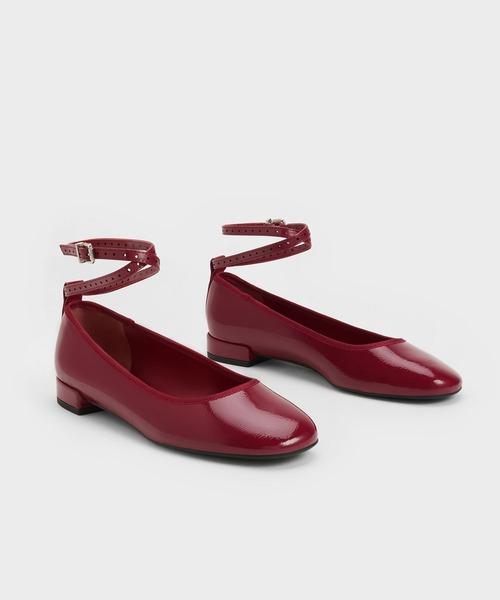 「CHARLES & KEITH」 フラットパンプス 22.5cm バーガンディー レディース_画像2