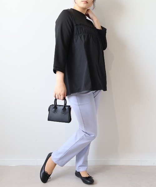 「MB mint breeze」 7分袖カットソー 5L ブラック レディース_画像2