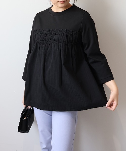 「MB mint breeze」 7分袖カットソー 5L ブラック レディース_画像4