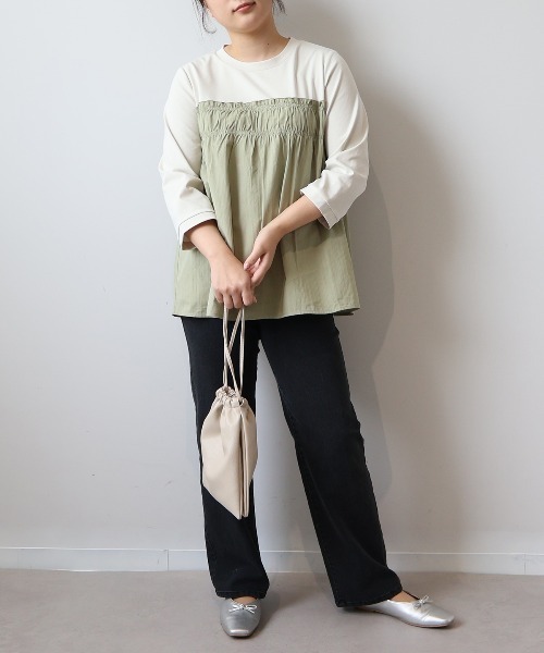 「MB mint breeze」 7分袖カットソー 5L ブラック レディース_画像5