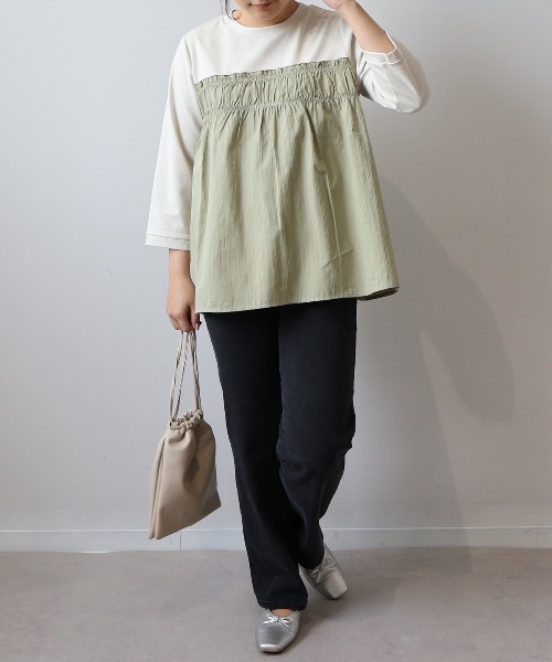 「MB mint breeze」 7分袖カットソー 5L ブラック レディース_画像6