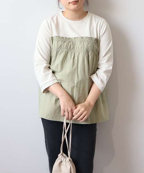 「MB mint breeze」 7分袖カットソー 5L ブラック レディース_画像7