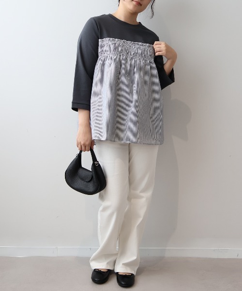 「MB mint breeze」 7分袖カットソー 5L ブラック レディース_画像8