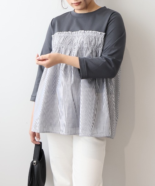 「MB mint breeze」 7分袖カットソー 5L ブラック レディース_画像9