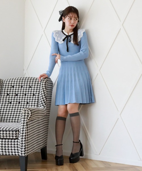 「Cheek」 ニットワンピース MEDIUM グレイッシュベージュ レディース_画像3