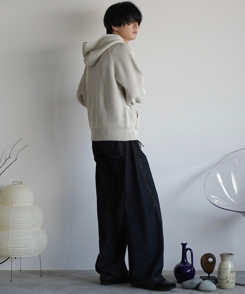 「WYM LIDNM」 ニットカーディガン S チャコール メンズ_画像2