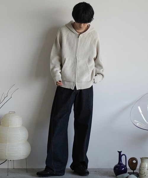 「WYM LIDNM」 ニットカーディガン S チャコール メンズ_画像4