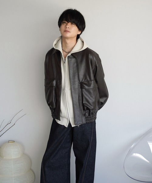 「WYM LIDNM」 ニットカーディガン S チャコール メンズ_画像5