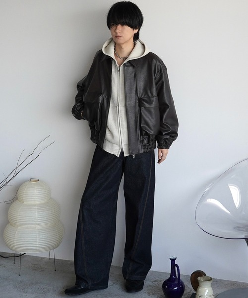 「WYM LIDNM」 ニットカーディガン S チャコール メンズ_画像6