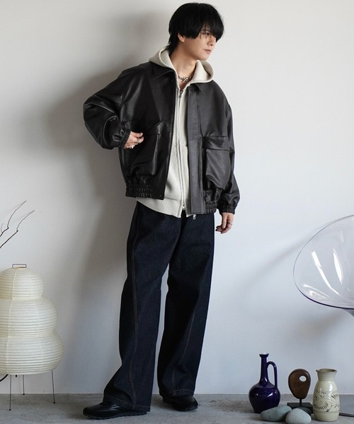 「WYM LIDNM」 ニットカーディガン S チャコール メンズ_画像7