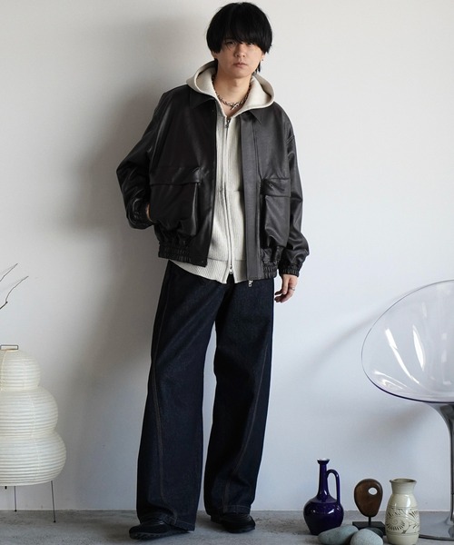 「WYM LIDNM」 ニットカーディガン S チャコール メンズ_画像8