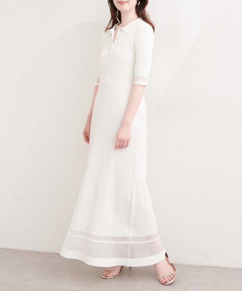 natural couture ワンピース シアーデザインニットワンピース