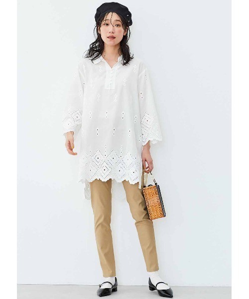 「Live in comfort」 7分袖チュニック X-LARGE ブラック レディース_画像6