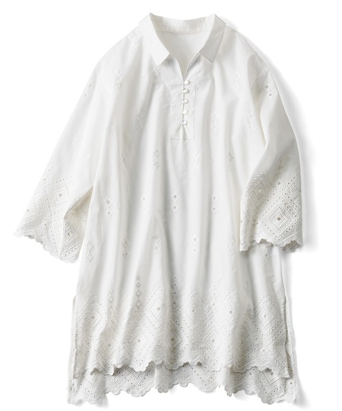 「Live in comfort」 7分袖チュニック X-LARGE ブラック レディース_画像9