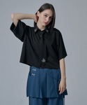 ブラウス シャツ 半袖 ネクタイ付きローズシシ...の詳細画像4