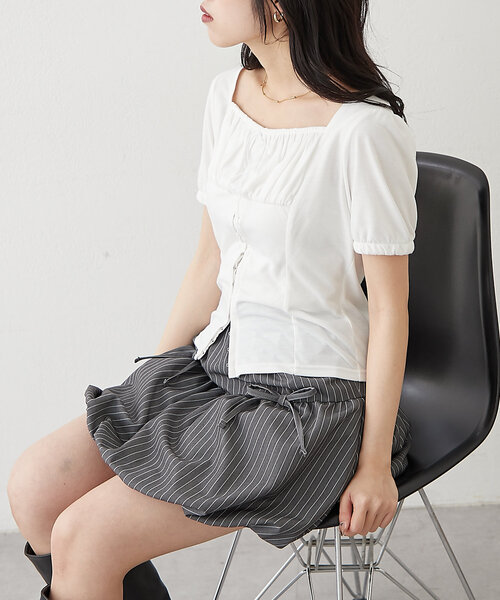 「w closet」 半袖カットソー FREE オフホワイト レディース_画像3