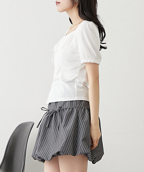 「w closet」 半袖カットソー FREE オフホワイト レディース_画像4