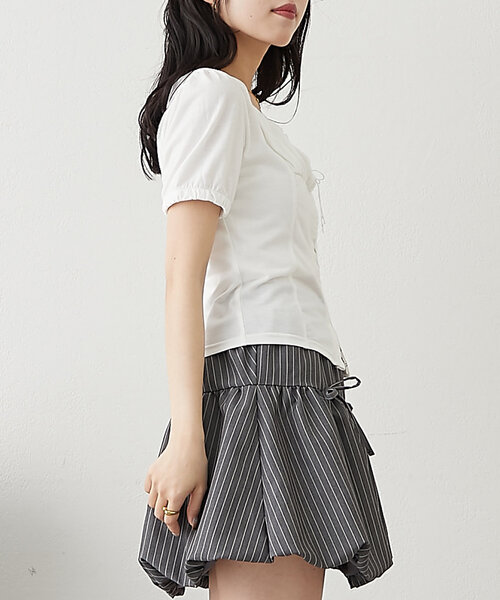 「w closet」 半袖カットソー FREE オフホワイト レディース_画像5
