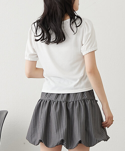 「w closet」 半袖カットソー FREE オフホワイト レディース_画像6